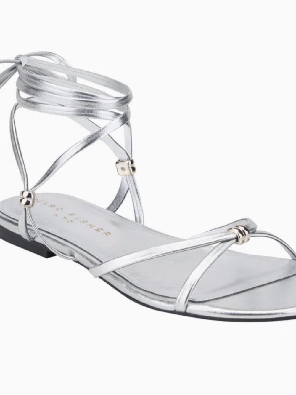 Marc Fisher Silver Lace-Up Strappy Sandal